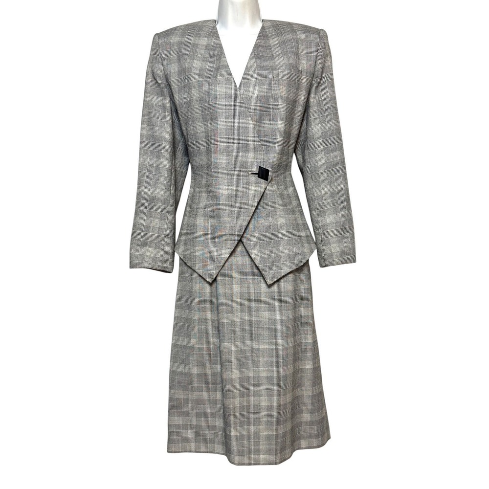 Vintage Emily Classic Plaid Skirt Suit Womens Sz 10‎ Office Siren Dark Academia